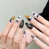 Halloween Pumpkin Bat Glitter Nails