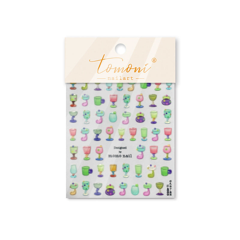 Colorful Jelly Cup: "Sweet Cocktail Party" – 5D Embossed Nail Sticker