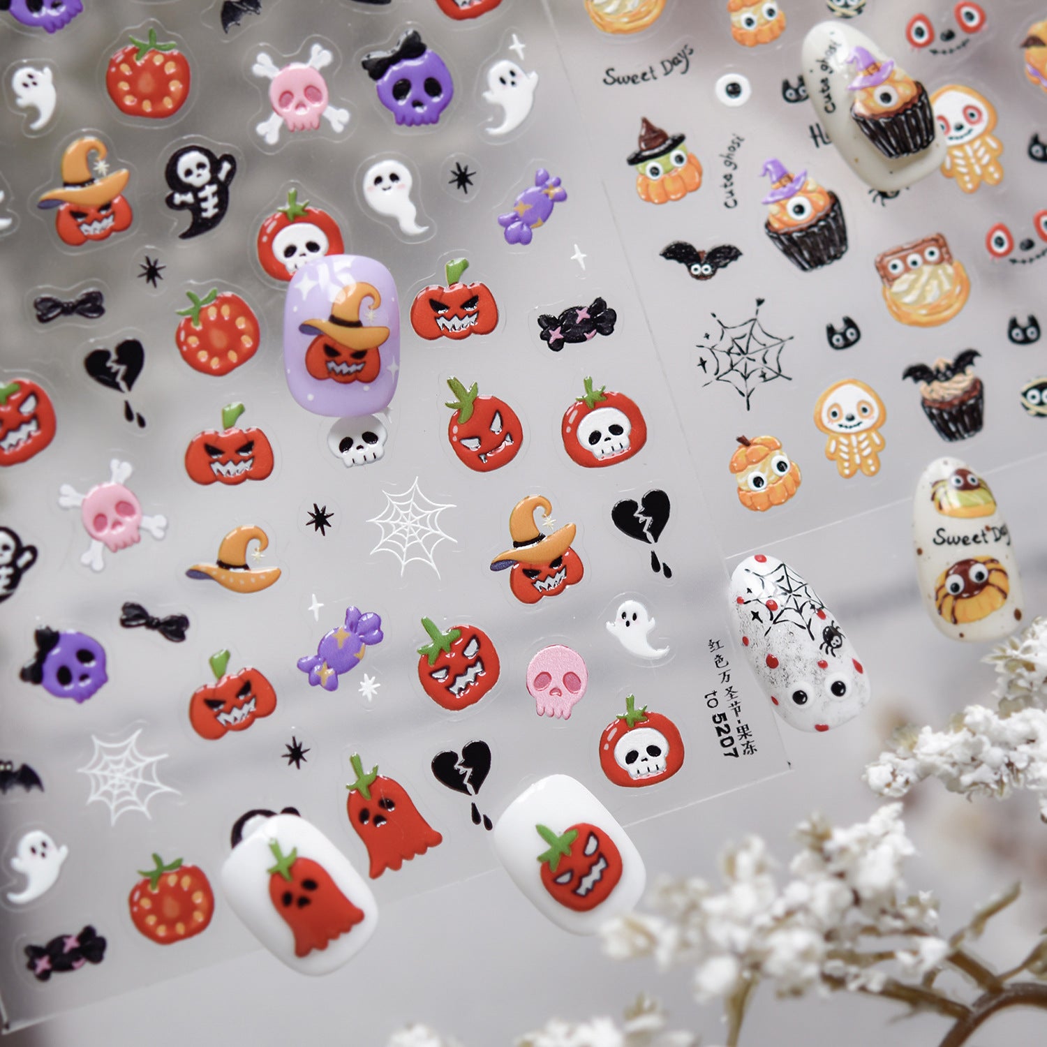 365nails 고딕 레드 사과 & 거미 네일 아트 스티커