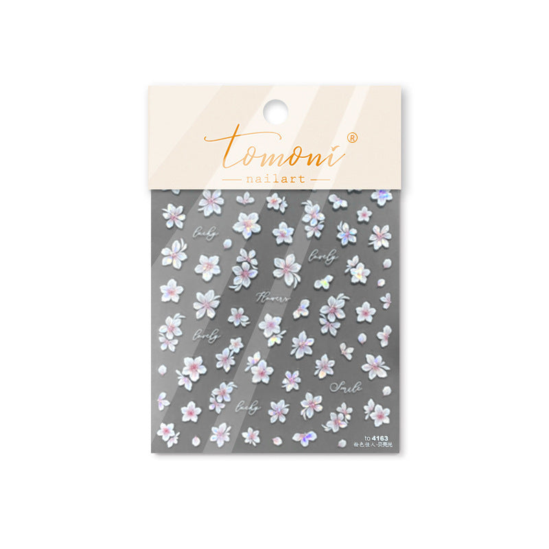 365nails: "fleur de jasmin blanc holographique" – Autocollants pour ongles