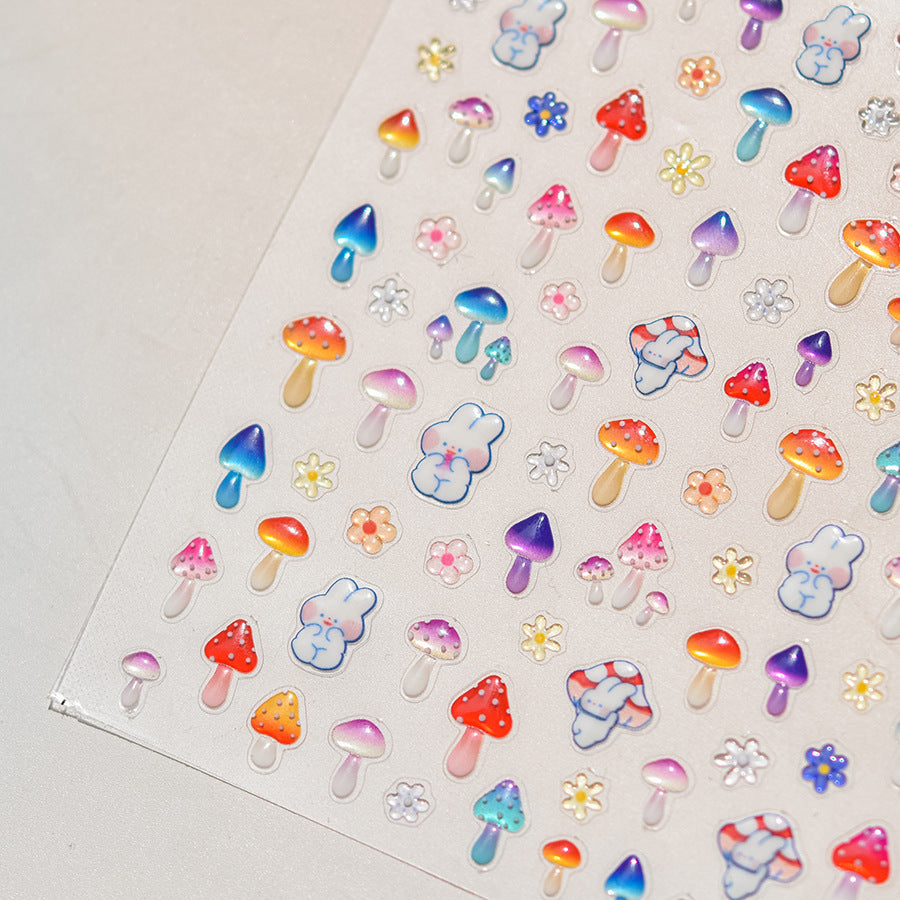 365nails: "Forêt gélatineuse : champignon et lapin" – Stickers pour ongles