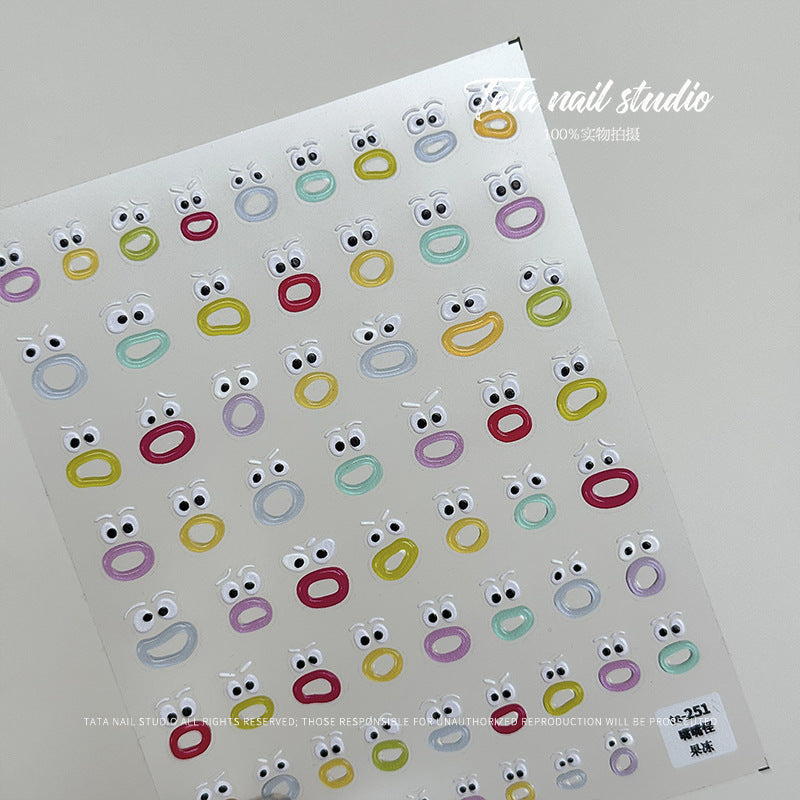 Googly Eyes Jelly Collection: "Silly Fun" – 3D Embossed Nail Sticker