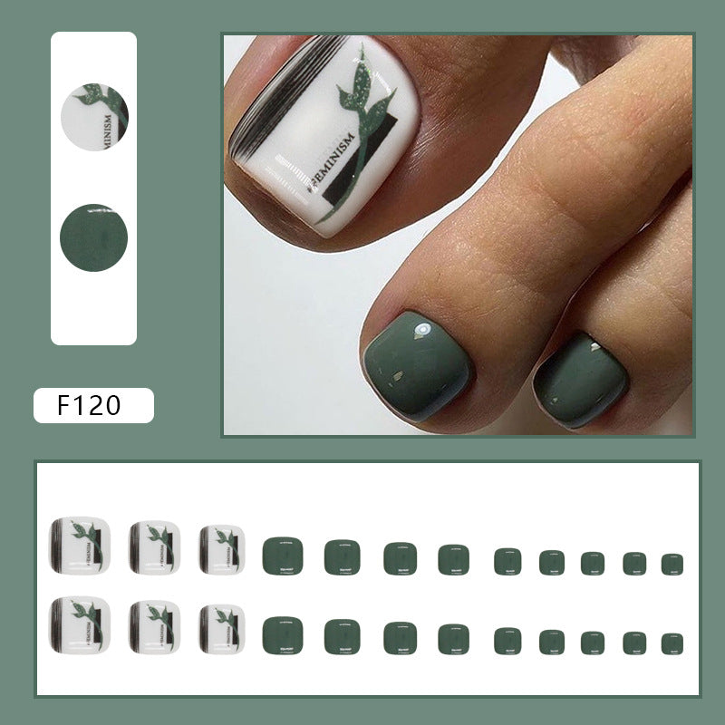 清爽深綠素色 足部穿戴甲 竹葉綠 時尚辣妹風 可穿戴甲片｜365nails