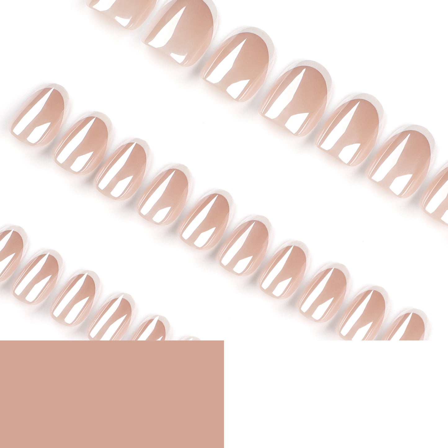 Manicura de alto sentido, 30 piezas en caja recubiertas, borde blanco francés simple ｜365nails