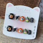 365nails-Spooky Halloween Kids Series: "Trick or Treat Squad" – Short Square Kids Pedicure Nail Art