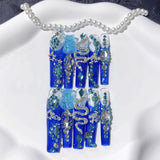 Blue Pearl Crystal Extra Long Press On Nails
