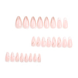 Almofadas médias e longas com glitter listrado francês falso es finalizadas 24 peças estilo nail art｜365nails