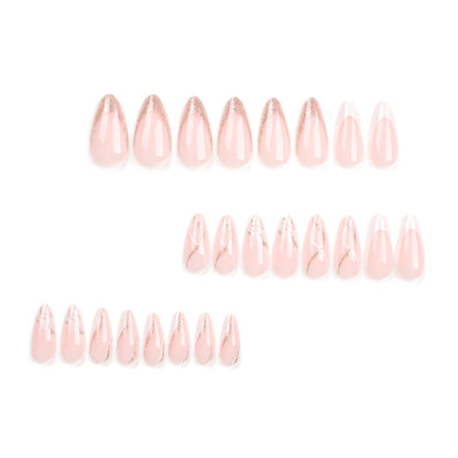 pads  medium and long glitter striped French fake es finished 24 pieces  style nail art｜365nails