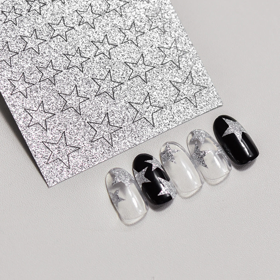 Glitter Outline Nail Sticker Collection – Minimalist Geometric & Festive Set