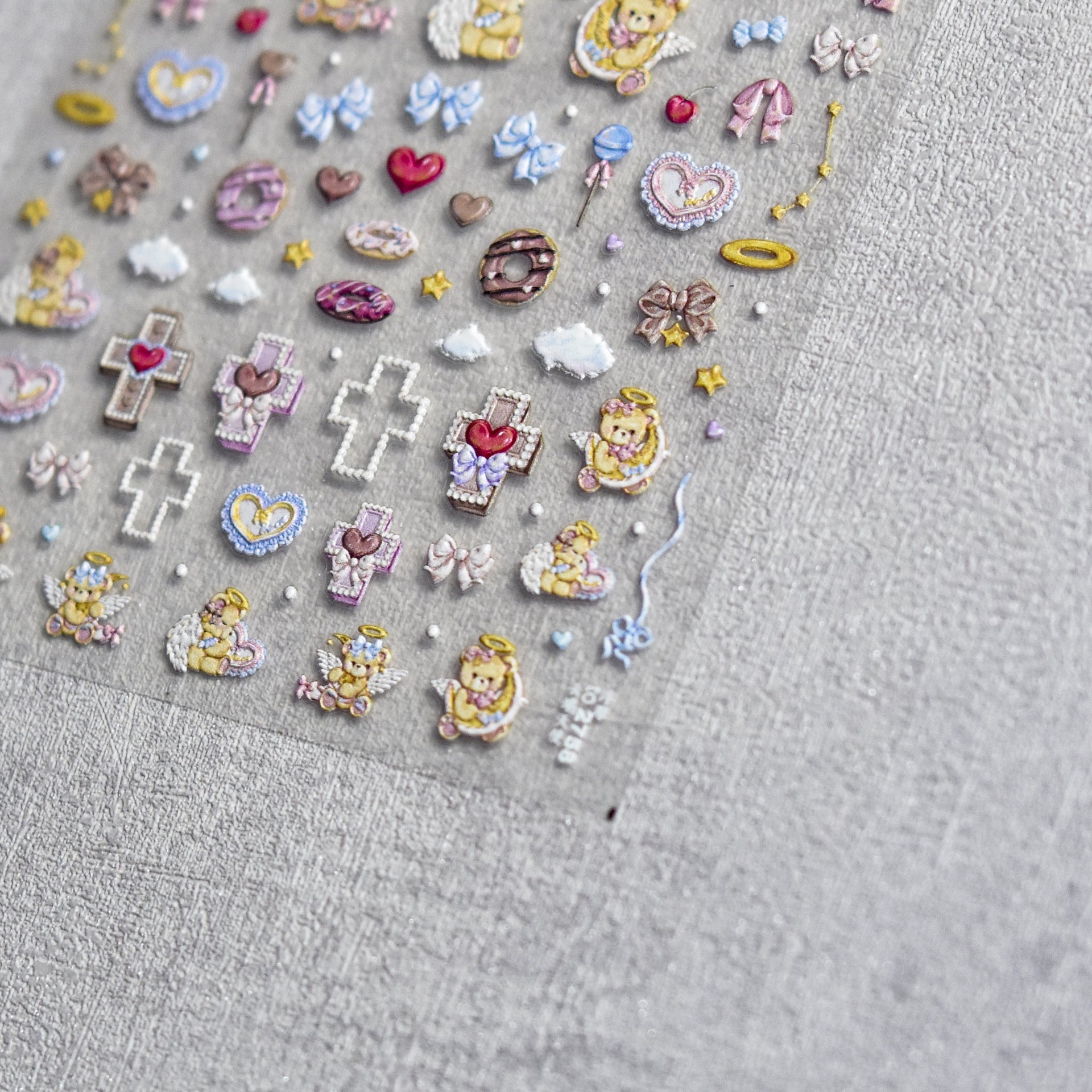 Angel Teddy Collection: "Angelic Teddy" – 3D Embossed Nail Sticker