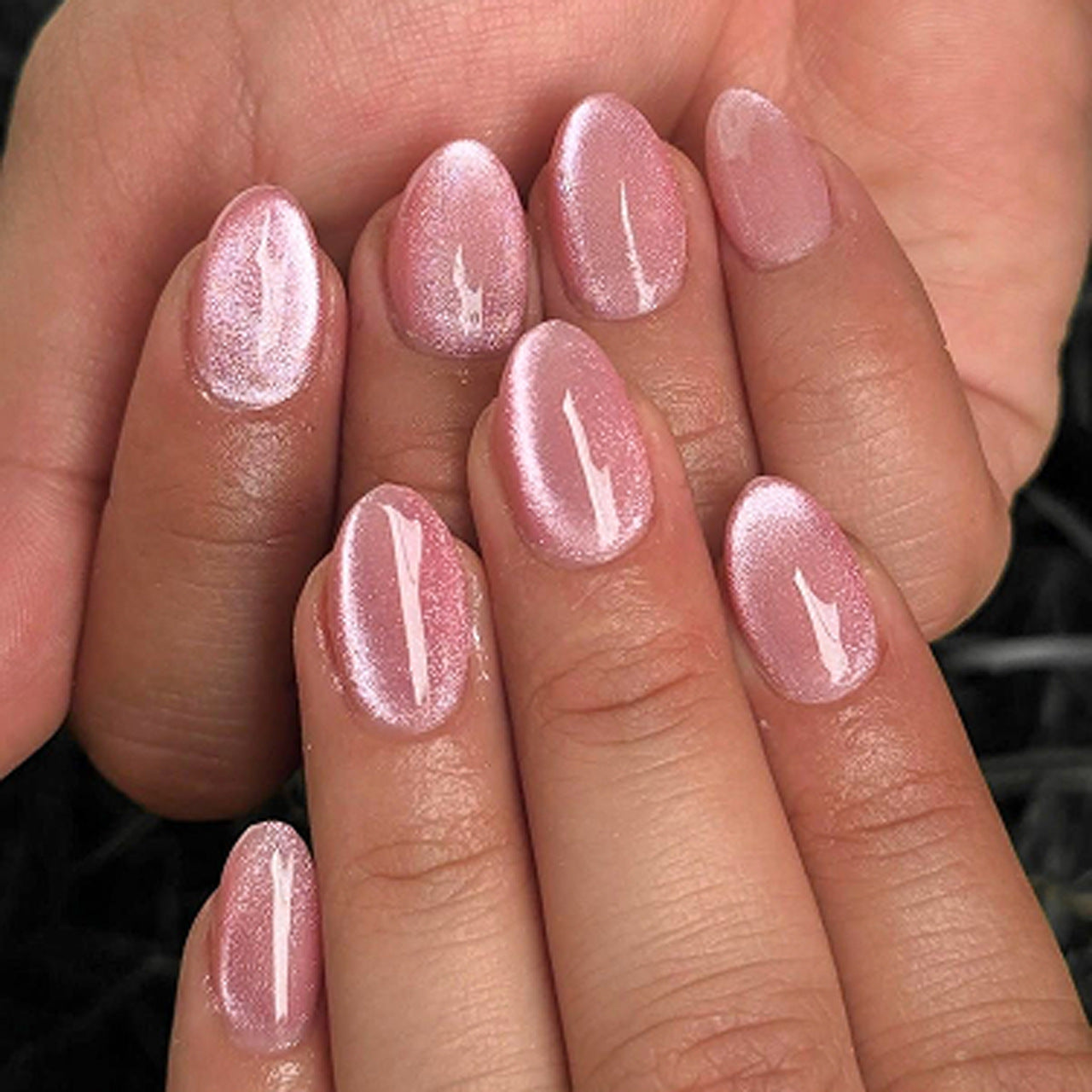 365nails: "Rose Gold Cat Eye Oval" – Natural Press-on Nails