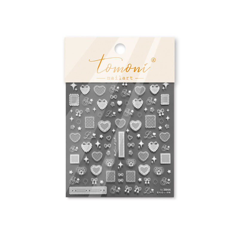 365nails: "White Lace and Heart" – nail art stickers