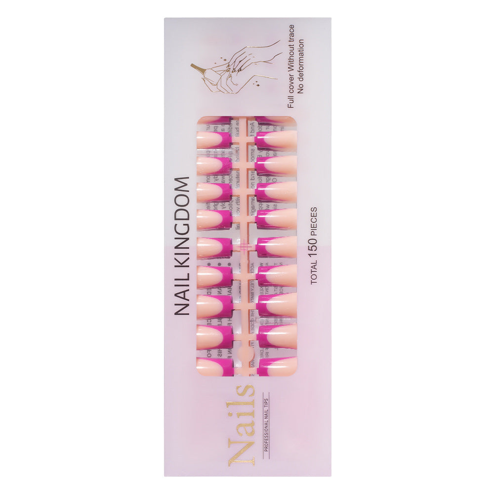 Nail Tips French press on nails, popular in Europe and the United States, five-color seamless 150 pieces, boxed removable nail prefabricated patch nail art piece