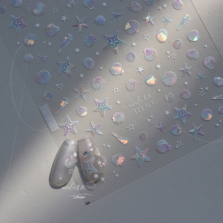 Holographic Seashell Star – Ocean Dream Nail Art Stickers
