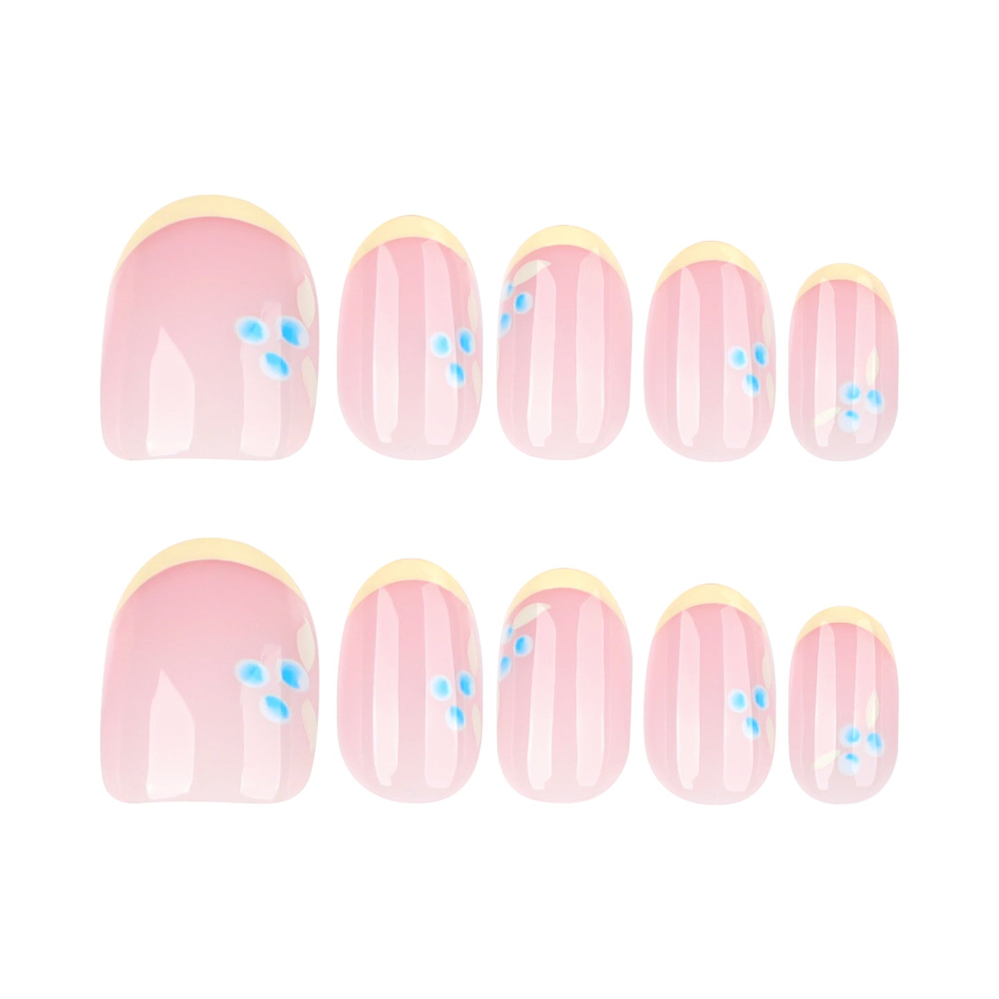 Small fresh French yellow manicure fake nails repeatable short round nail type wearing nail simple ins wind nail piece｜365nails