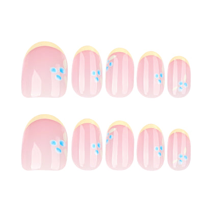 Small fresh French yellow manicure fake nails repeatable short round nail type wearing nail simple ins wind nail piece｜365nails