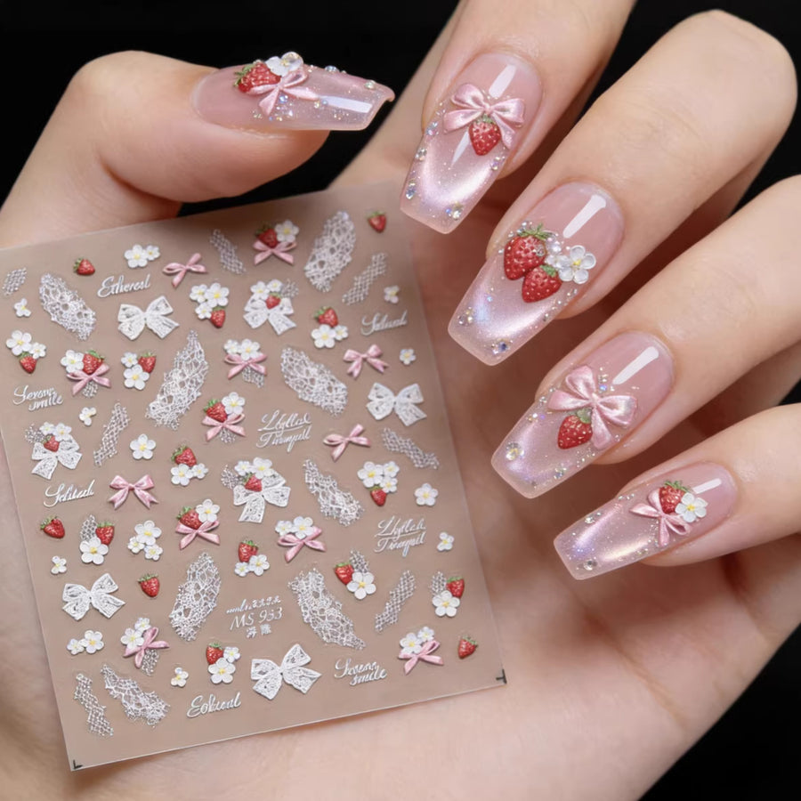 White Lace Flower – Ethereal Translucent Nail Art Stickers