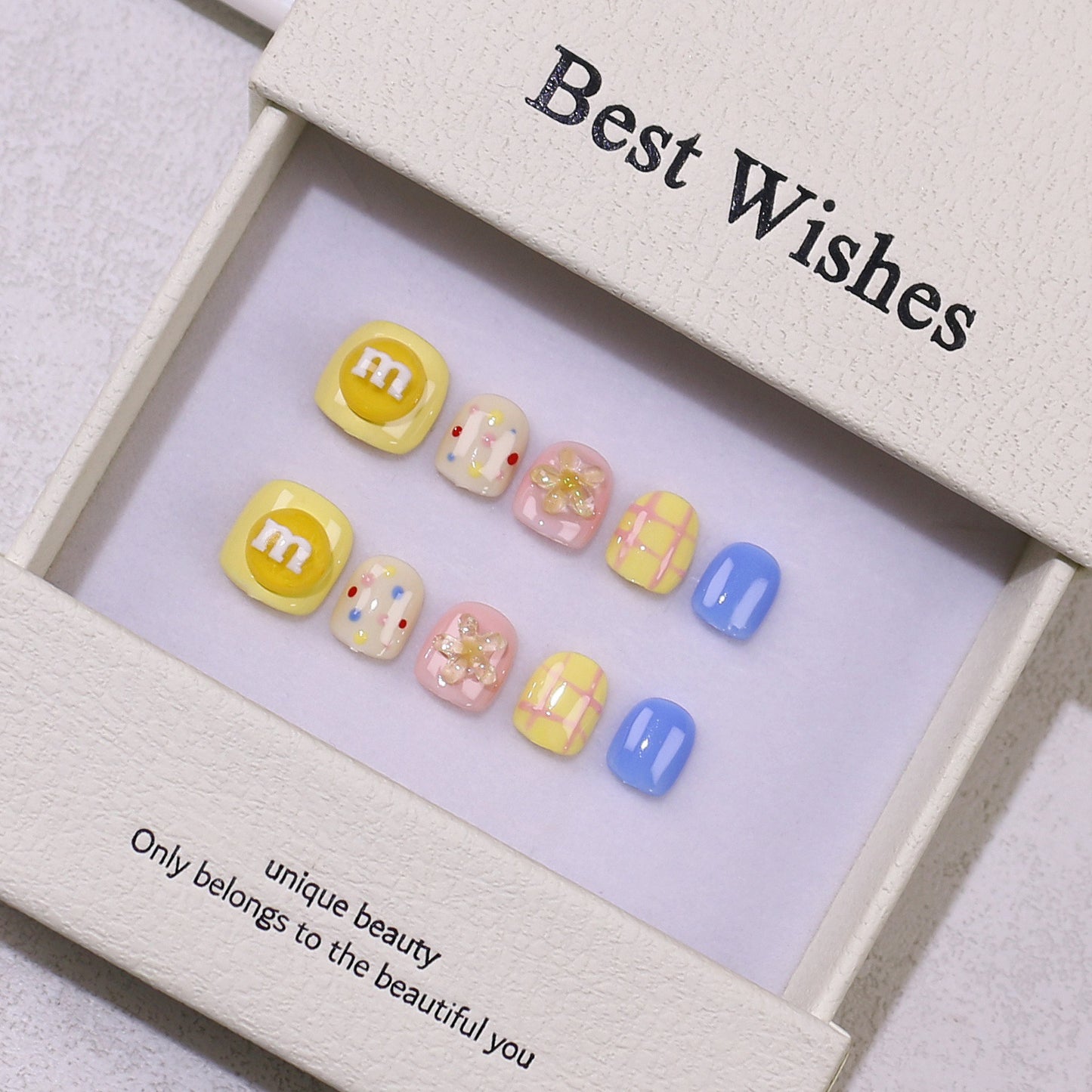 New handmade press-on nails cute cartoon fake nail flakes 3-12 years old