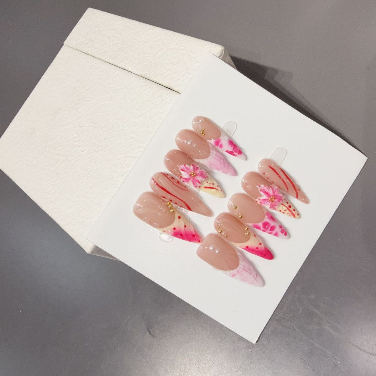 365nails: "Blushing Romance" – 3D Floral Handmade Stiletto Nails