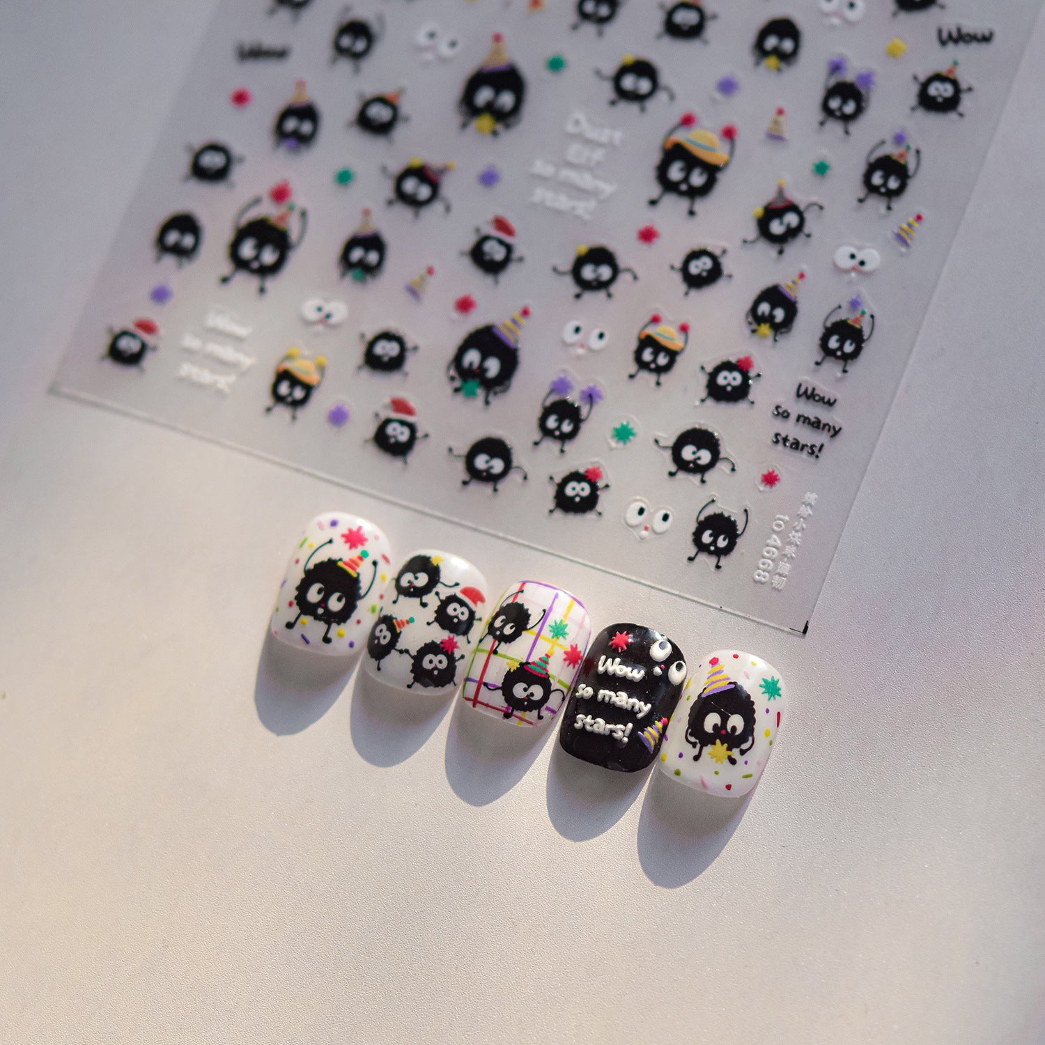 Soot Sprite & Star: "Ghibli Magical Dust" – 5D Embossed Nail Sticker