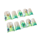 Uñas de pico de pato con hielo a través de uñas cortas grabadas tridimensionalmente pintadas a mano en 3D, uñas postizas pequeñas y frescas hechas a mano de verano｜365nails