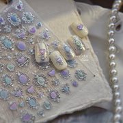Gold Vintage Gem Frame & Heart: "Regal Antique Gemstone" – 5D Embossed Nail Sticker