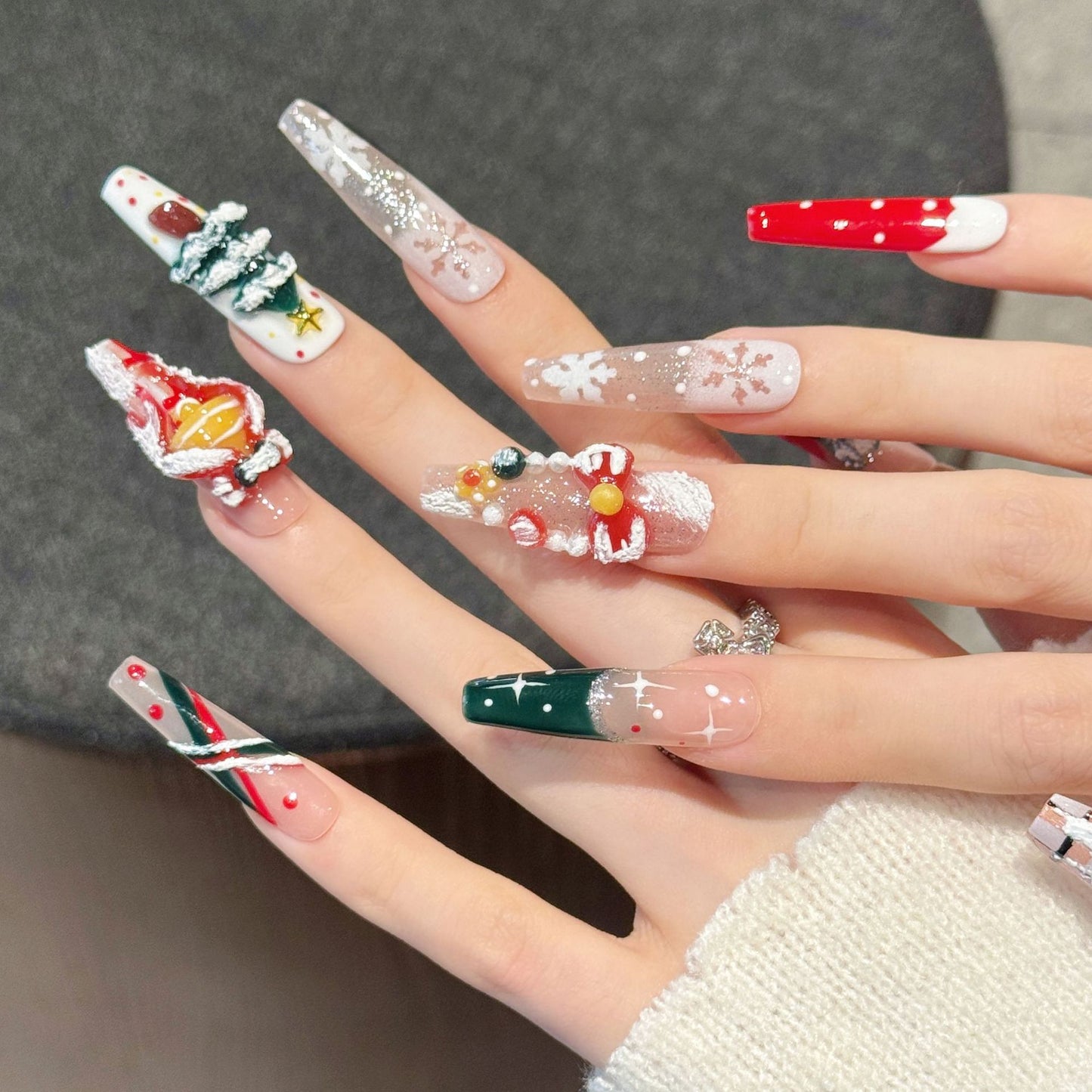 Festive Santa Candy Christmas Winter Nails