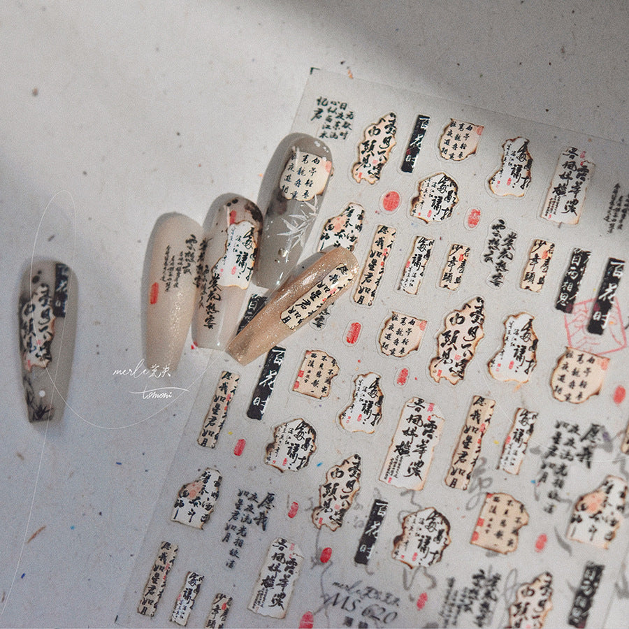 365nails: "Caligrafia e Selo Chinês" – adesivos para unhas