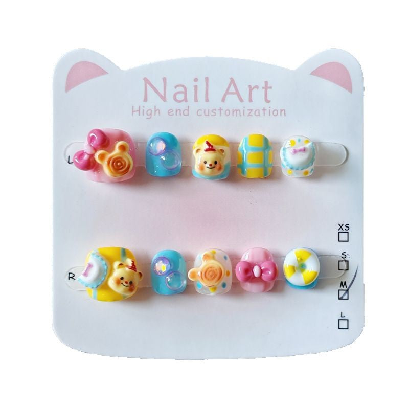 365nails-Winnie the Pooh Kids Series: "Honey Pot Party" – Short Square Kids Nail Art
