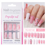 Press on nails Advanced Sense  French White Powder with Drill Finished Wearable Nail Removable Prefabricated Patch Nail Art