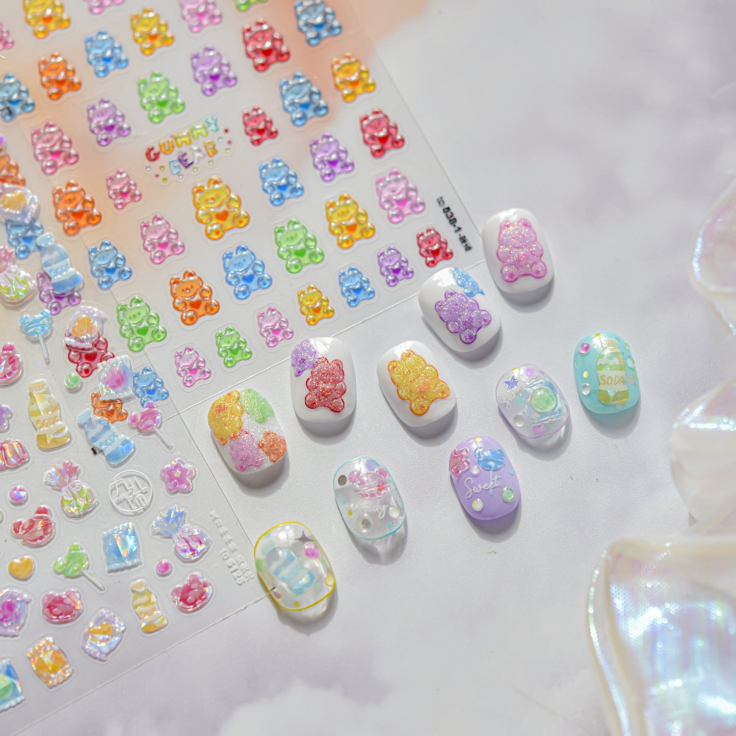 Sweet Candy: "Shell Shine" – 3D Embossed Nail Sticker