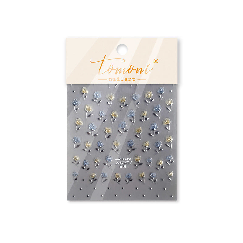 Rose Collection: "Metallic Rose" – 3D Embossed Nail Sticker