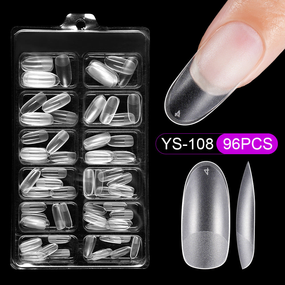 Nail Tips press on nails pads 96 pieces seamless ultra-thin almond fake nail patches removable fully transparent matte extended manicure