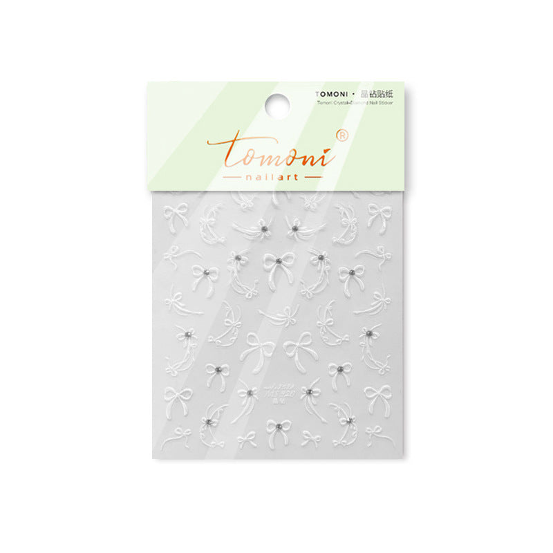 White Crystal Bow – 5D Embossed Elegant Accent Set