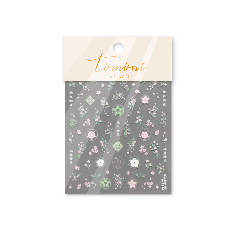 Peach Blossom & Jade – Chinese Style Nail Art Accent Set