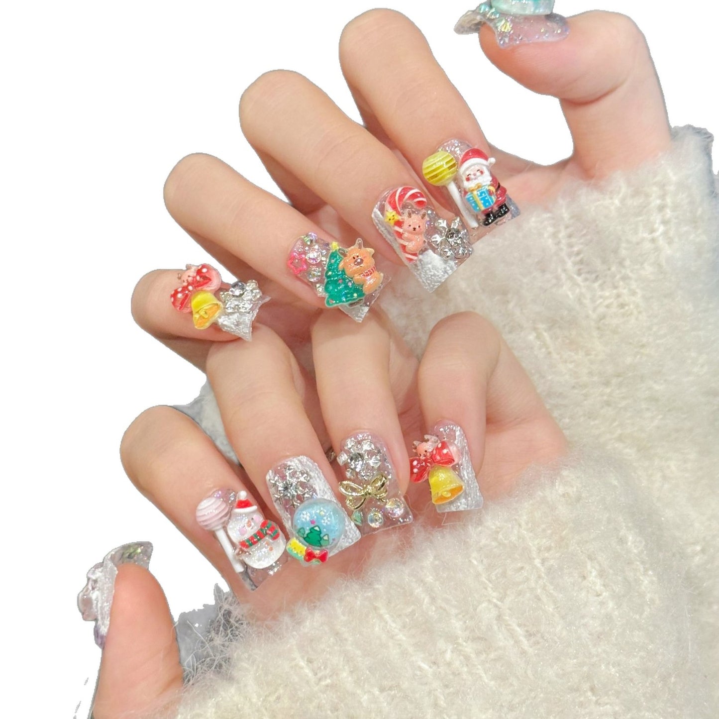 Cute Candy Christmas Charm Nails