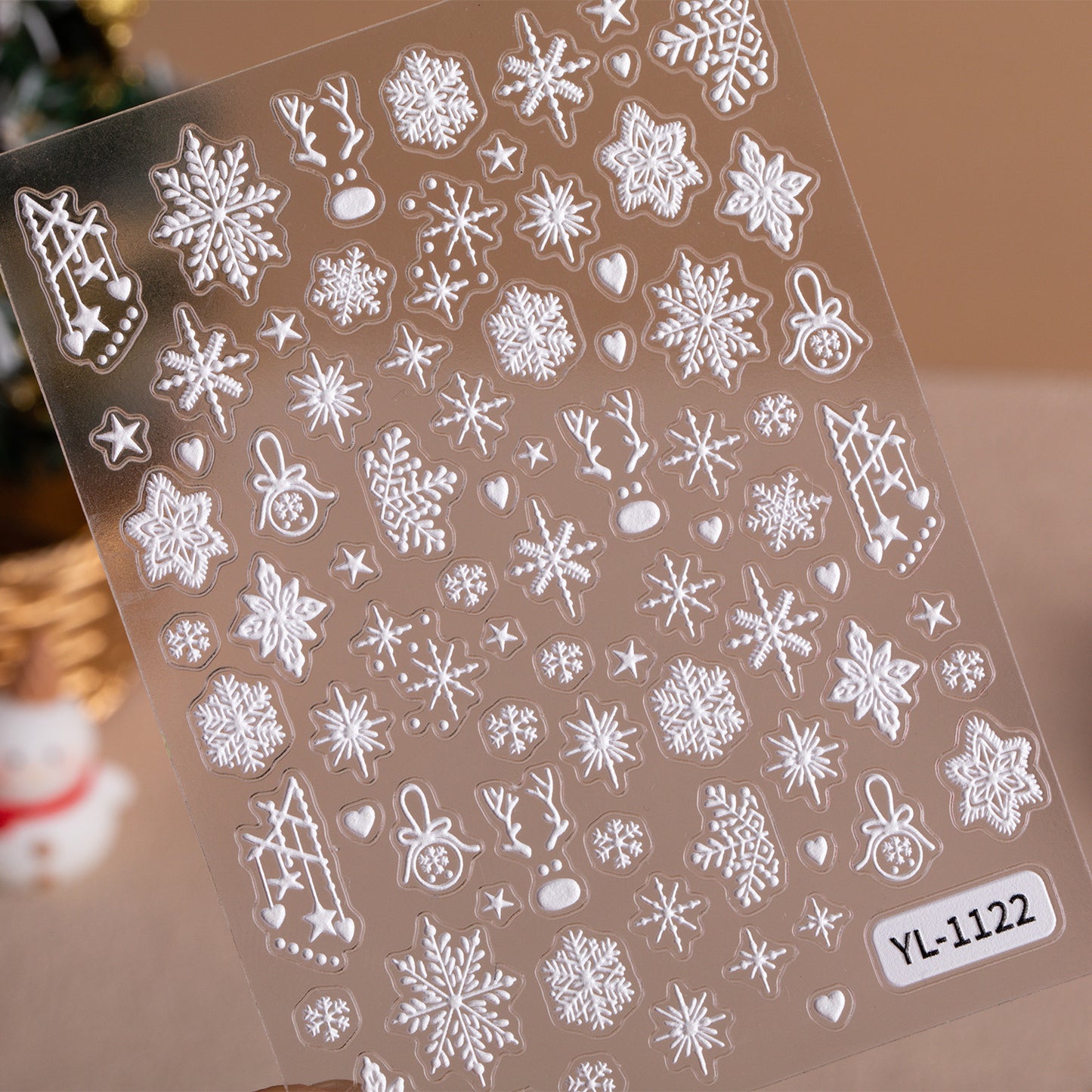 Winter Christmas Snowflake Nail Art Sticker 5D Embossed Three-dimensional White Hollow Snowflake Nail Sticker Ornament YL