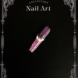 [Purple Shadow] White Ultra-thin and seamless Purple Cat's Eye Four Fingers Quicksand Flow Hemp Exquisite press on nail