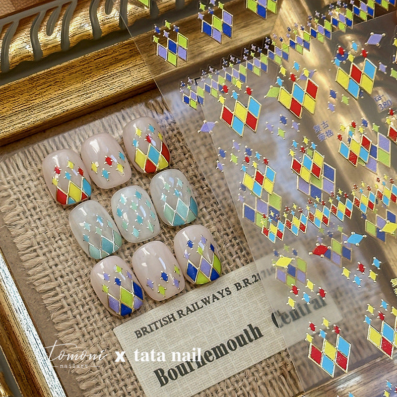365nails: "Vintage Gold Foil Argyle Geometric" – Adesivos para Unhas