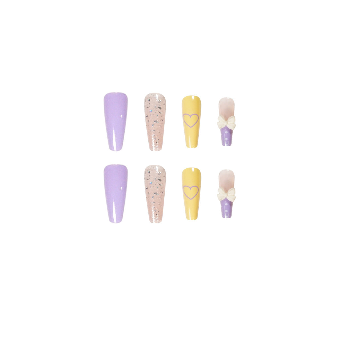Pressione o produto de unha acabado taro roxo unha Pressione para mostrar unhas postiças brancas, atacado de unhas｜365nails