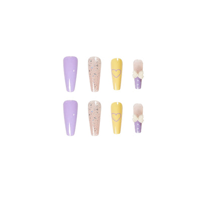 Pressione o produto de unha acabado taro roxo unha Pressione para mostrar unhas postiças brancas, atacado de unhas｜365nails