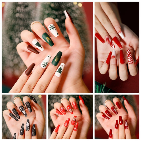 Fake nails press on nails Christmas wear nail art finished collection nail patch nail art sticker factory sales｜365nails