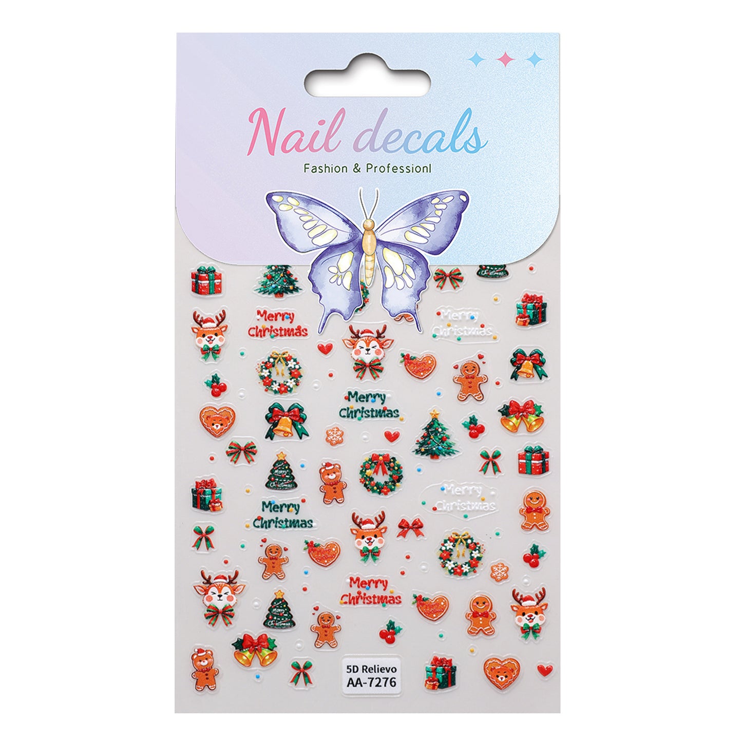 Original Christmas element nail art sticker 5D relief three-dimensional happy Christmas DIY nail sticker jewelry AA