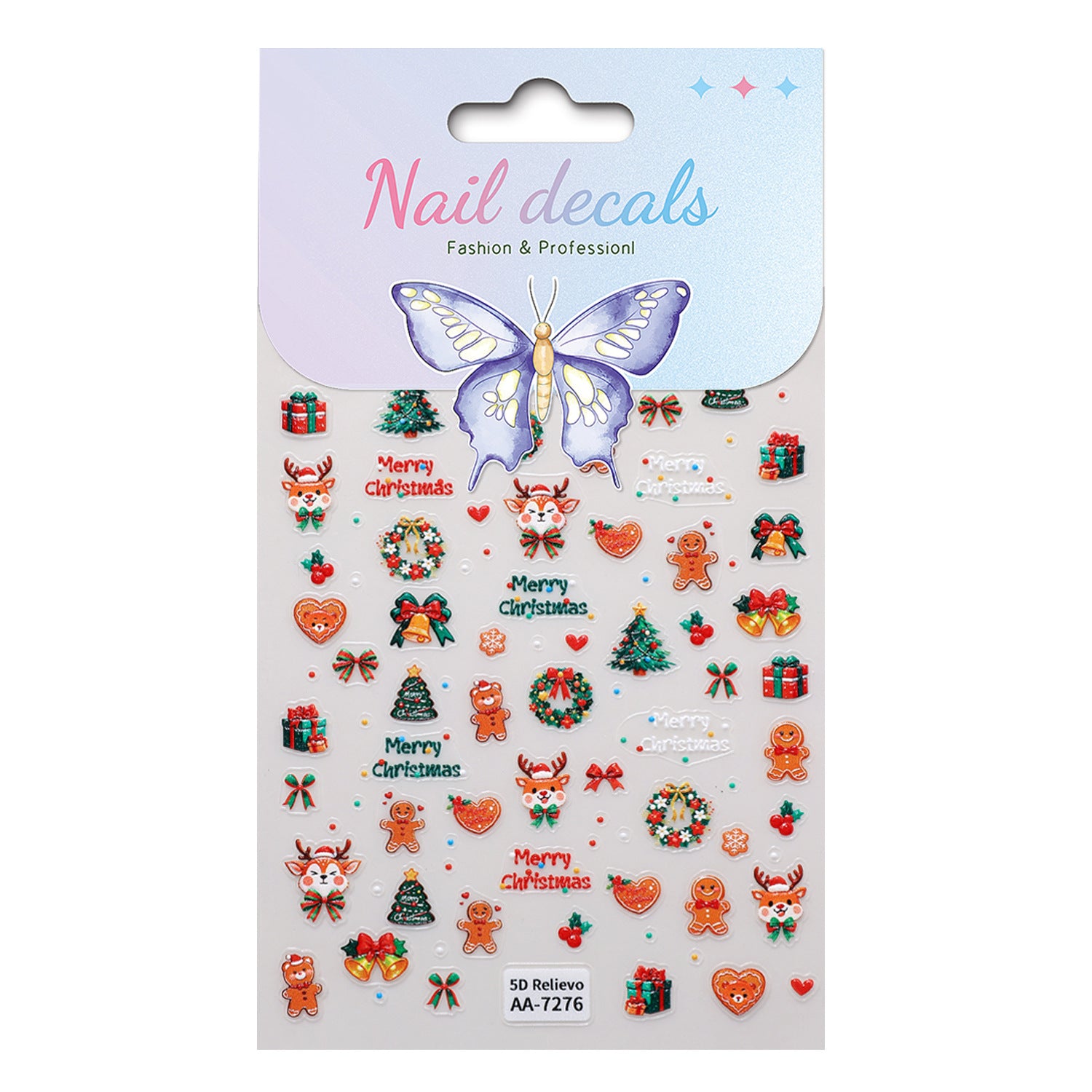 Original Christmas element nail art sticker 5D relief three-dimensional happy Christmas DIY nail sticker jewelry AA