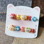 365nails: "colorful kawaii dolls" – short round handmade kids press-on nails