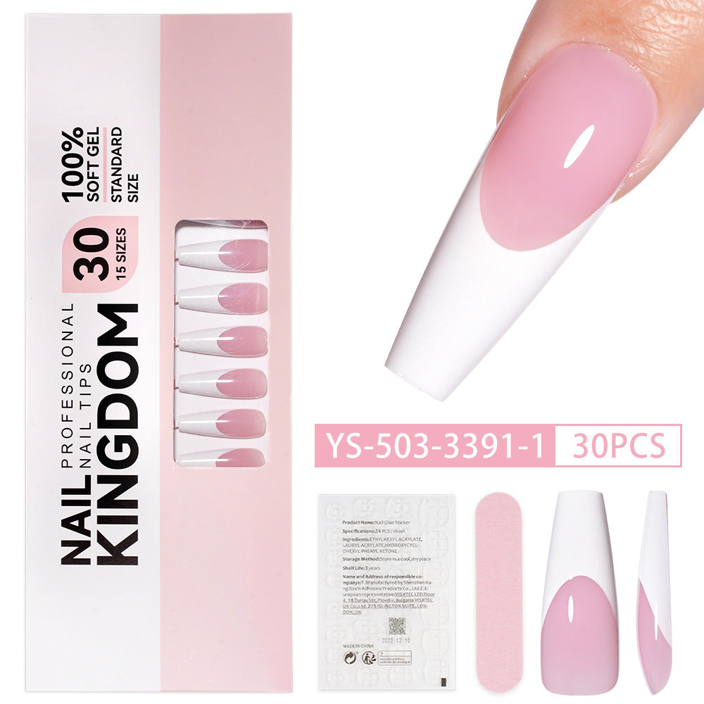 Nail tips French press on nails, simple long ladder manicure removable fake nails 120 pieces, prefabricated nail wholesale