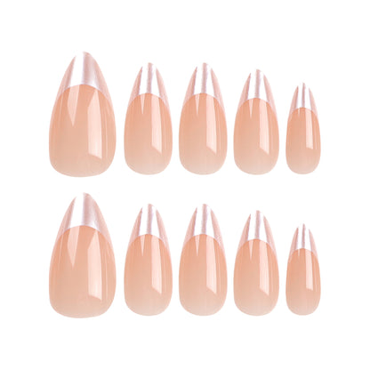 Simple ice-through fake nail manicure piece Almond nail wearable nail sticker Nail piece Hair French wearable nail piece｜365nails