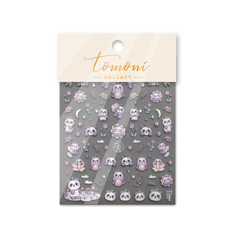 365nails: "Cute Purple Panda Flower Moon" – nail art stickers