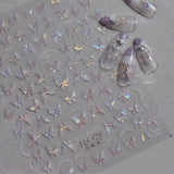 Holographic Shell Light Butterfly Nail Stickers – 3D Embossed Iridescent Set