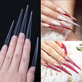 Nail Tips Long salons press on nails pieces, long tip 120 pieces, boxed transparent thin dog lengthened art nail pieces, women